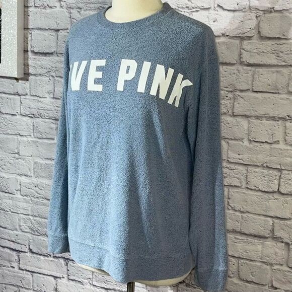 Victoria's Secret PINK Steel Blue with White Logo French Terry Pullover Tunic - Picture 6 of 8
